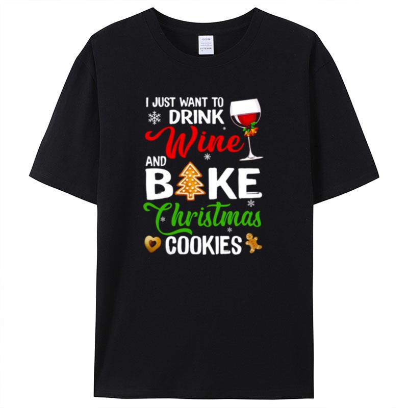 Drink Wine Wine Bake Christmas Cookies Shirts For Women Men