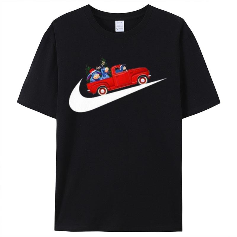 Eeyore Riding Red Car With Christmas Tree On Cars Nike Shirts For Women Men