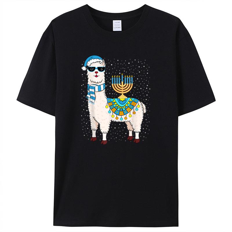 Menorah Hanukkah Llama Cute Alpaca Chanukah Gift Shirts For Women Men