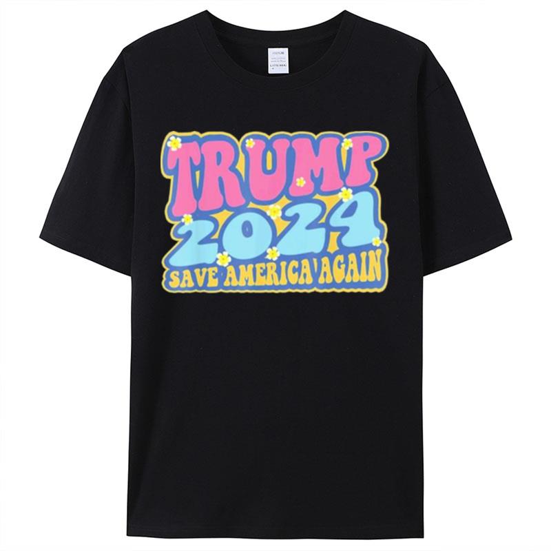 Vote Trump Vintage Retro Wavy Pro Trump 2024 Shirts For Women Men