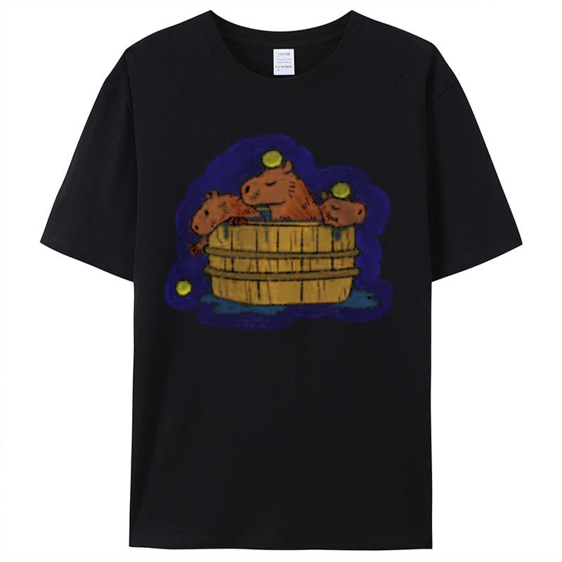 Bathing Time Capybara Onsen Shirts For Women Men
