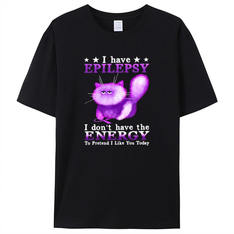 Cat I Have Epilepsy Awareness I Don't Have The Energy To Pretend I Like You Today Shirts For Women Men