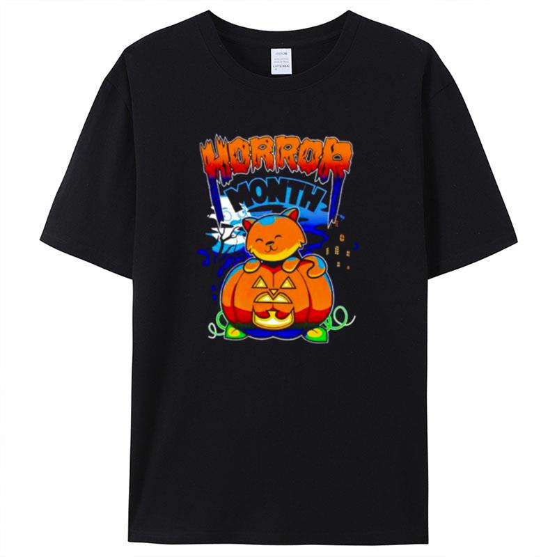 Cat Pumpkin Horror Month Shirts For Women Men