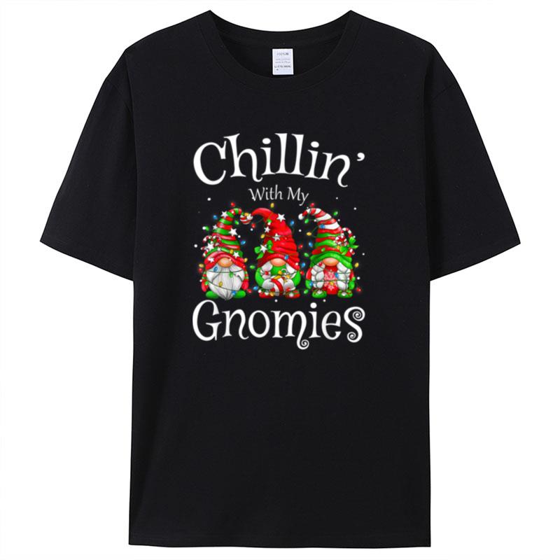 Chillin' With My Gnomies Family Matching Xmas Pajamas Gnome Shirts For Women Men