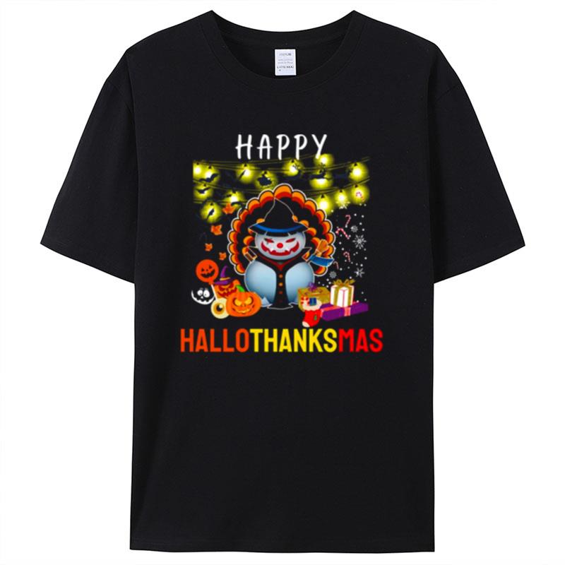 Happy Hallothanksmas Funny Halloween Thanksgiving Christmas Shirts For Women Men