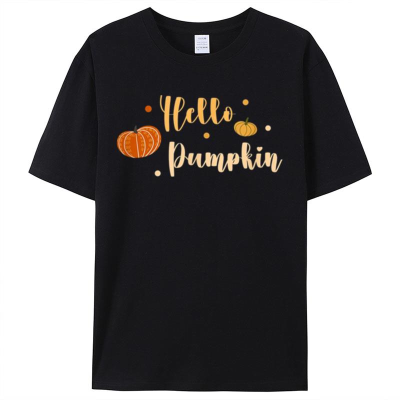 Hello Pumpkin Fall Autumn Thanksgiving Psl Cafe Latte Season Funny Thanksgiving Shirts For Women Men