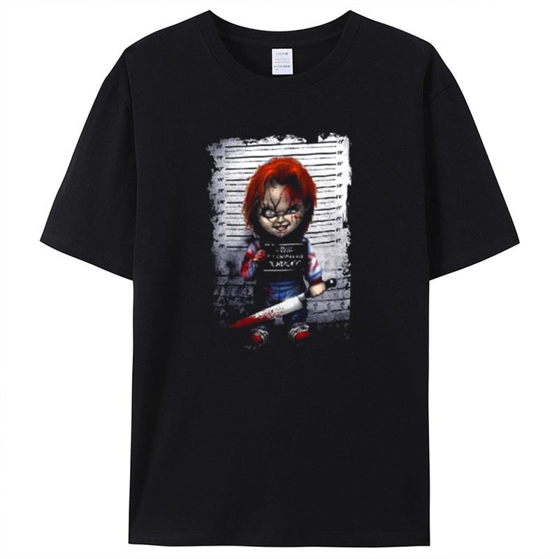 Horror Chucky Mugshot Childs Play Halloween Chucky Shirts For Women Men