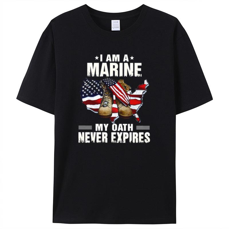 I Am A Marine My Oath Never Expires American Flag Shirts For Women Men