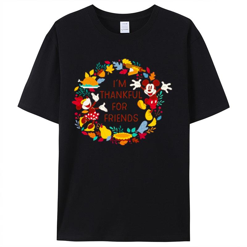 Mickey And Minnie Mouse Thankful For Friends Autumn Disney Thanksgiving Shirts For Women Men