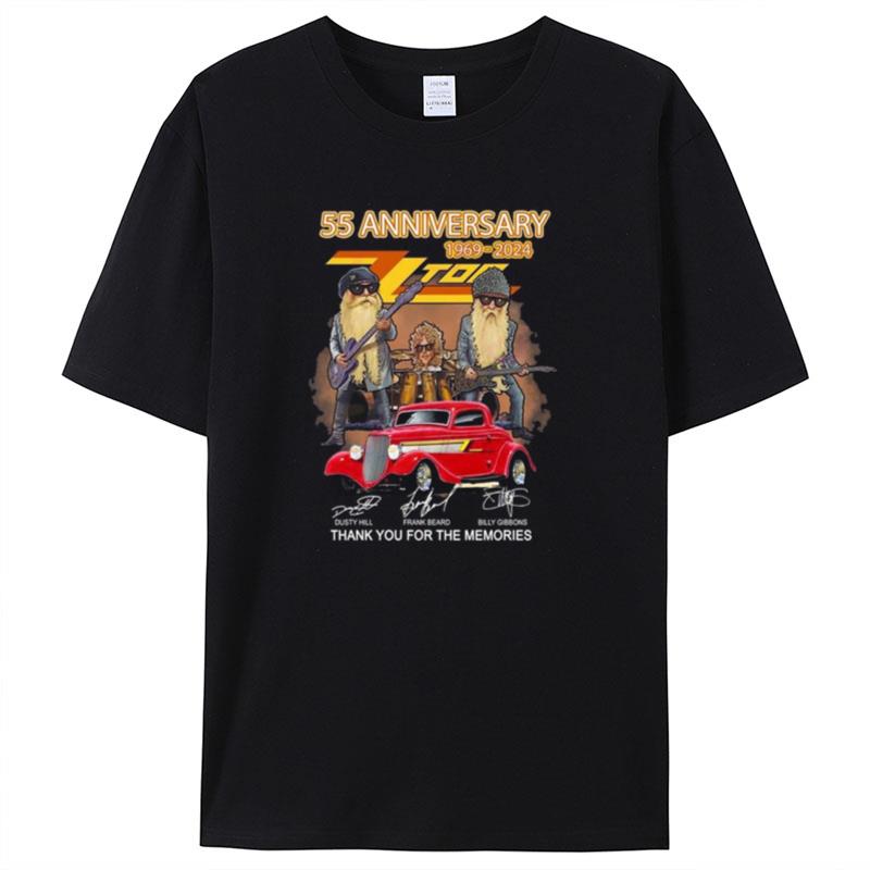 Nice 55Th Anniversary 1969 2024 Zz Top Thank You For The Memories Signature Shirts For Women Men