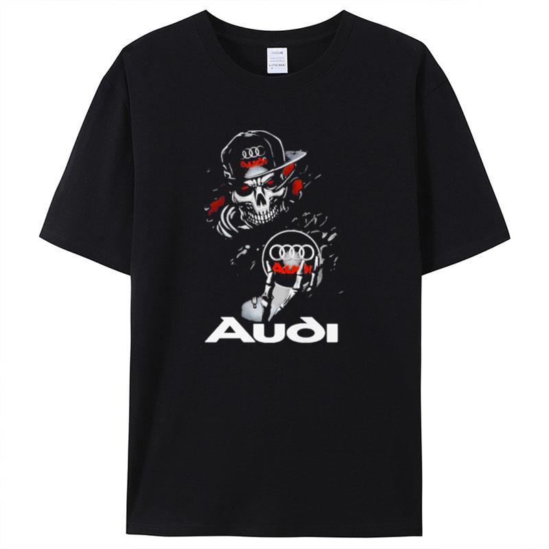 Skull Skeleton Hug Audi Logo Shirts For Women Men