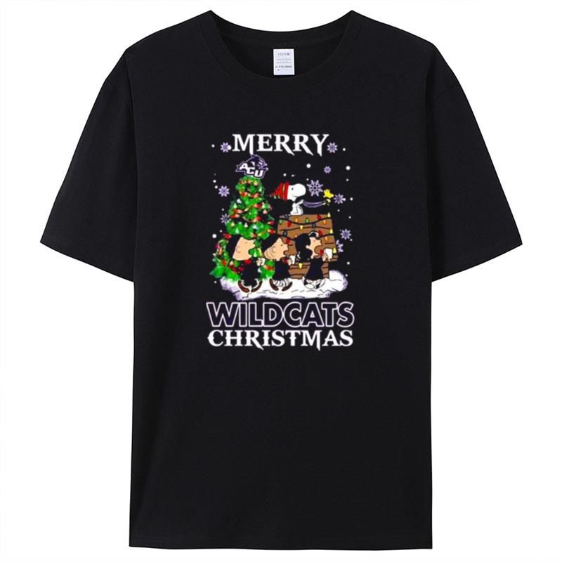 Snoopy And Friends Merry Abilene Christian Wildcats Christmas Shirts For Women Men