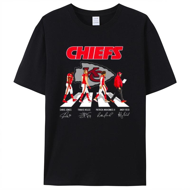 The Chiefs Chris Jones Travis Kelce Patrick Mahomes Ii Andy Reid Abbey Road Signatures Shirts For Women Men