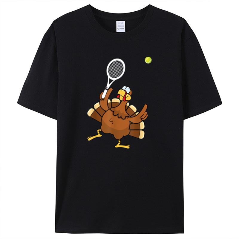 Turkey Tennis Sunset Retro Thanksgiving Sport Men Women Kids Shirts For Women Men