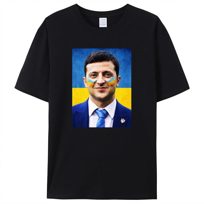 Ukraine Flag Ukrainian President Zelensky Hero Grunge Design Shirts For Women Men
