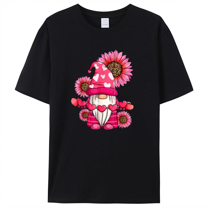 Valentine's Day Gnome With Leopard Sunflower Valentine Day Shirts For Women Men