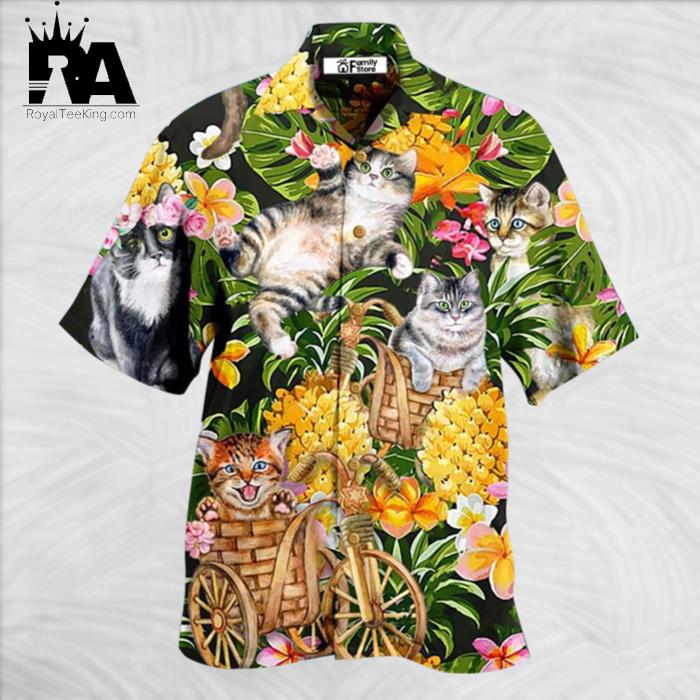 Cat Lovely And Flowers Garden Hawaiian Shirt