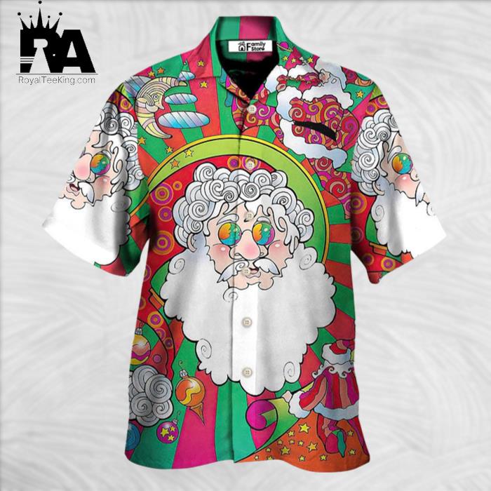 Christmas Santa Claus Psychedelic Colorful Hawaiian Shirt