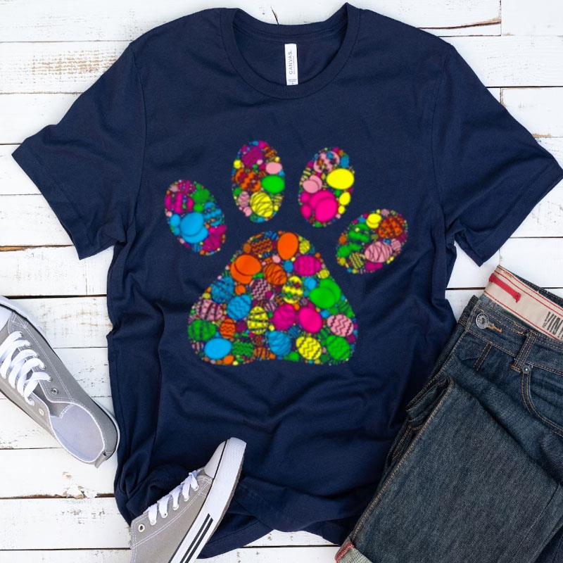 Colorful Egg Dog Paw Shirts For Women Men
