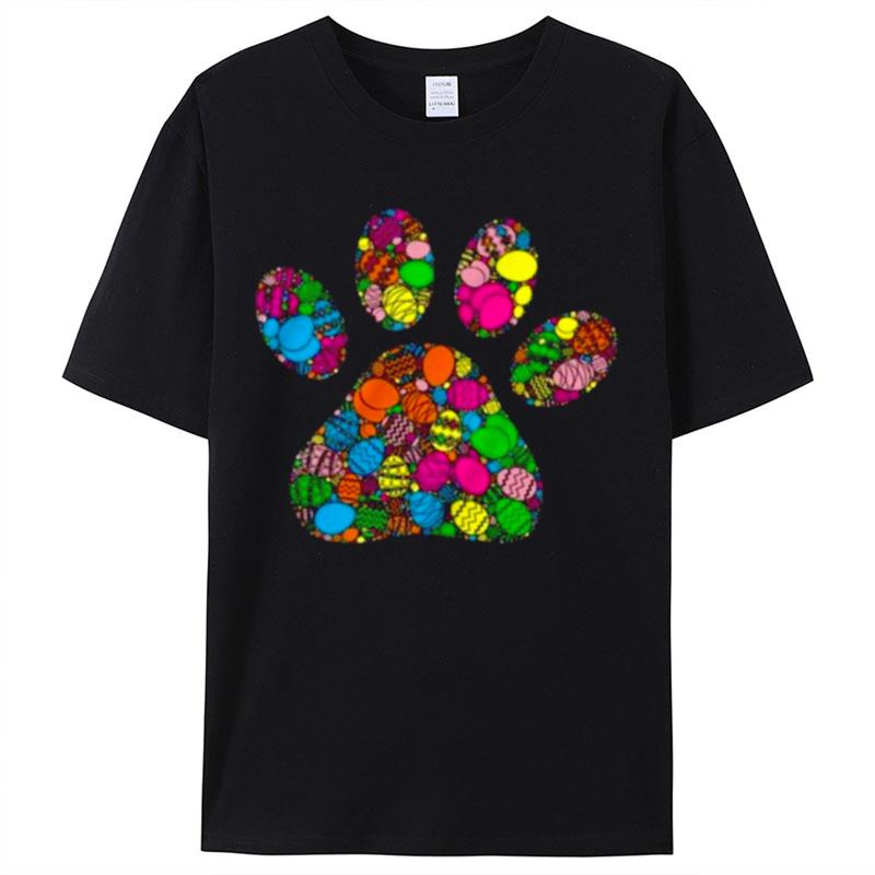 Colorful Egg Dog Paw Shirts For Women Men