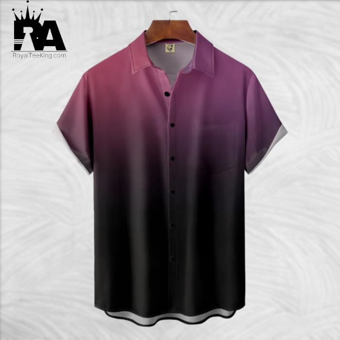 Gradient Color Purple And Black Hawaiian Shirt