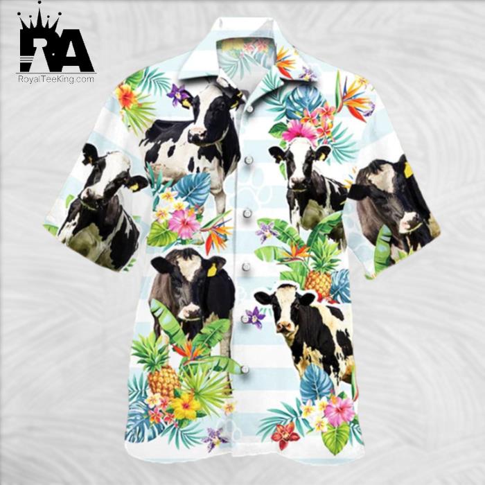 Holstein Friesian Flowern Hawaiian Shirt