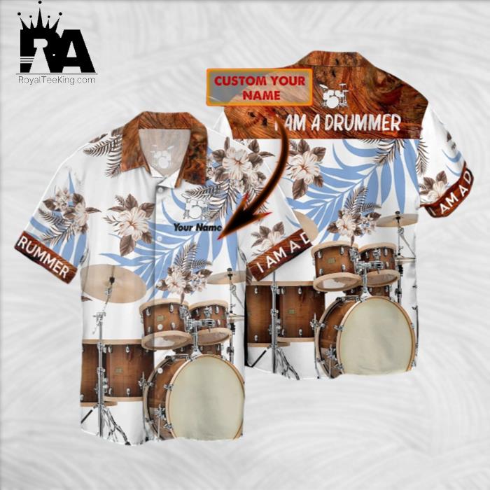 I'm a drumer Personalized Name 3D Hawaiian Shirt