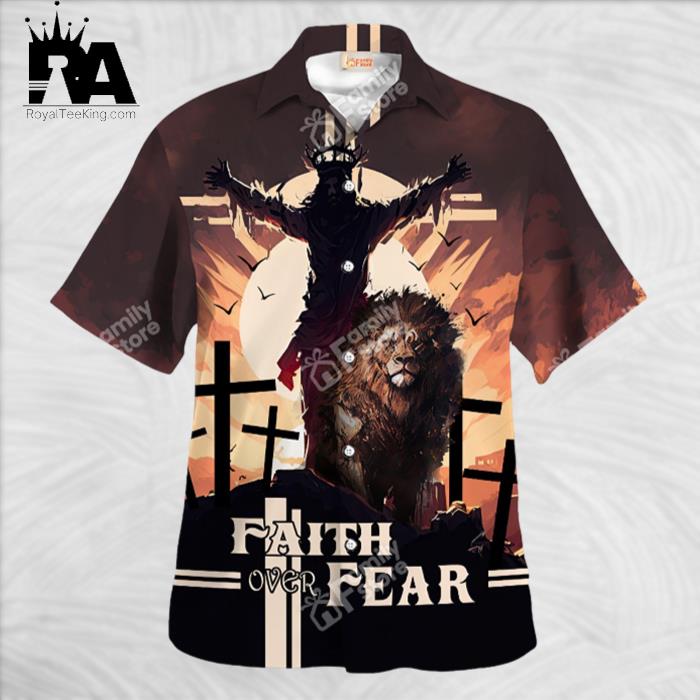 Jesus Faith Over Fear Lion Aloha Hawaiian Shirt