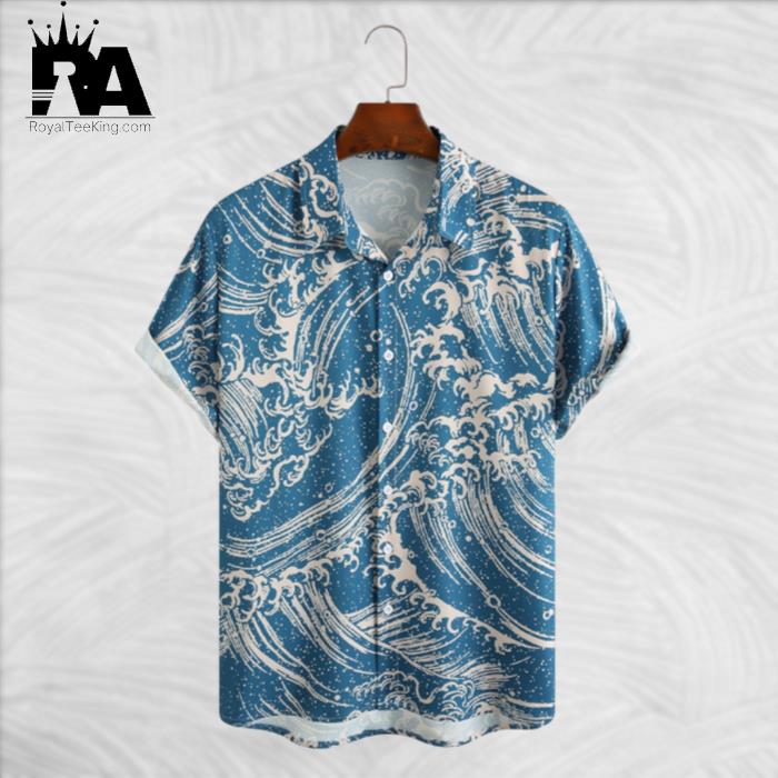 Ocean Great Waves Japanese Style Hawaiian Shirt