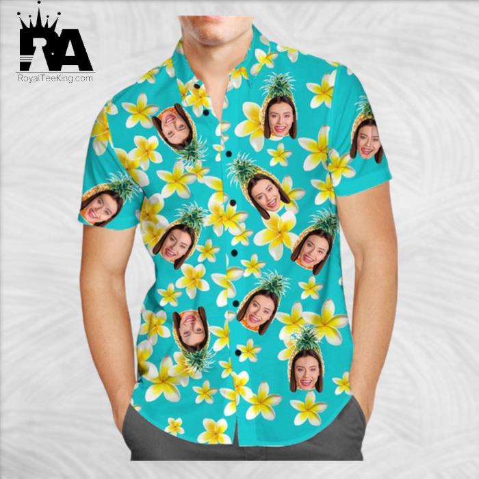 Personalized Pineapple and Flower Hawaiian Shirt