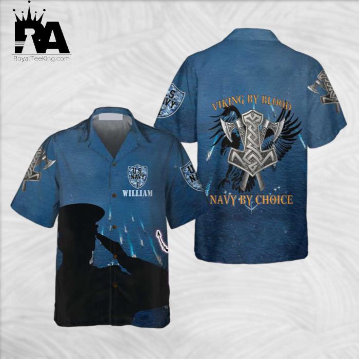 Personalized Viking By Blood NAVY By Choice Custom Hawaiian Shirt