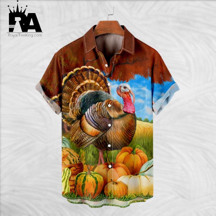 Thanksgiving Day Turkey Pumpkin Art Hawaiian Shirt