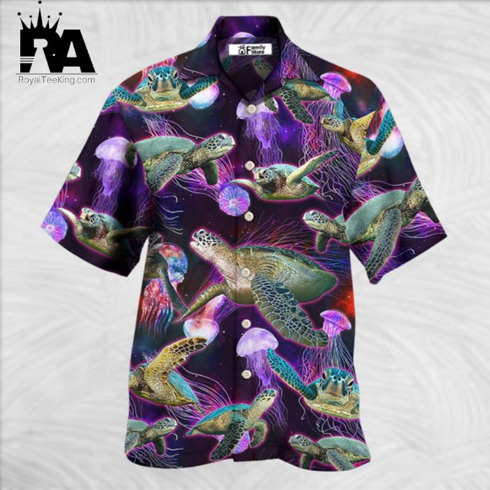 Turtle Neon Sea Art Hawaiian Shirt